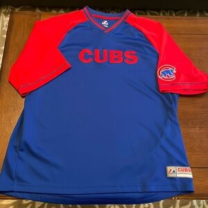 Chicago Cubs Majestic Jersey. Sewn on letters & patch. XL. Like new.